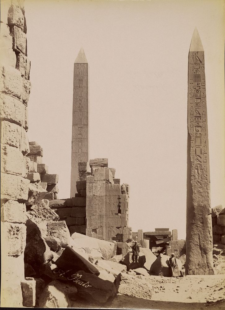 View of the Obelisks with the Sanctuary at Karnak] / [Karnak, Vue des Obelisques avec le Sanctuaire by Antonio Beato