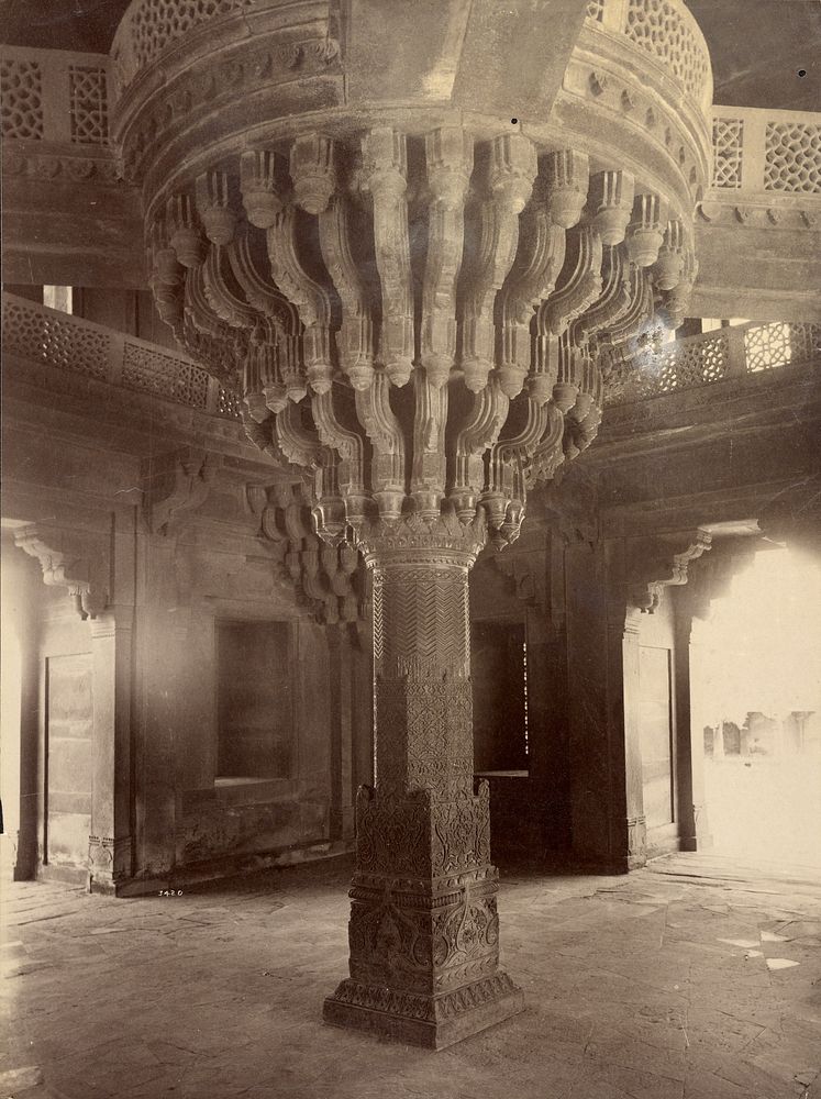 Remarkable Pillar Supporting the Throne in Dewani-Am, Fatehpur Sikri by Lala Deen Dayal