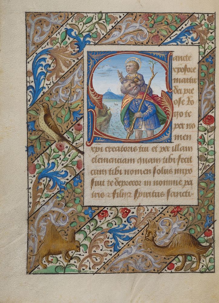 Initial S: Saint Christopher by Georges Trubert