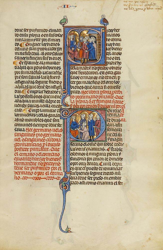 Initial S: A Soldier and a Family before a King; Initial P: Four Men before a King by Michael Lupi de Çandiu