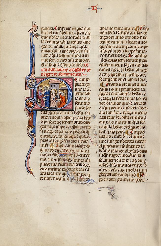 Initial S: Two Men before a Judge Pointing to a Man Working at an Anvil by Michael Lupi de Çandiu