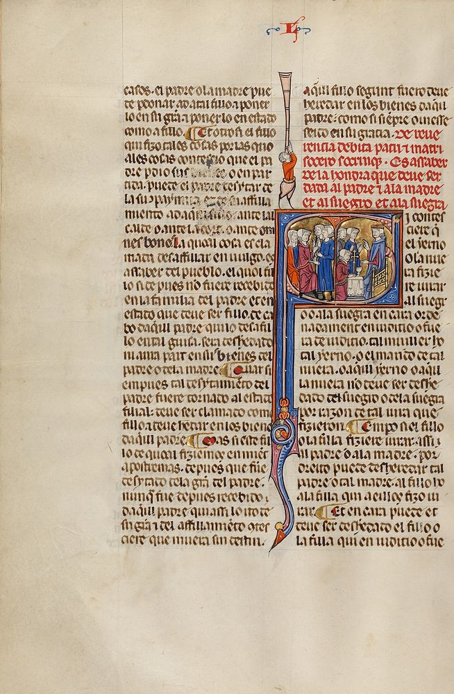 Initial S: Three Children Standing before their Parents and Three Children before an Altar and a Judge by Michael Lupi de…