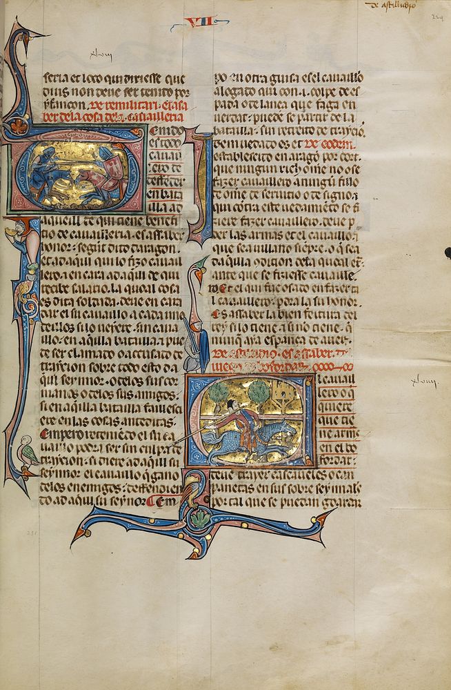 Initial T: A Joust between Two Knights; Initial E: A Knight on Horseback with a Lance by Michael Lupi de Çandiu