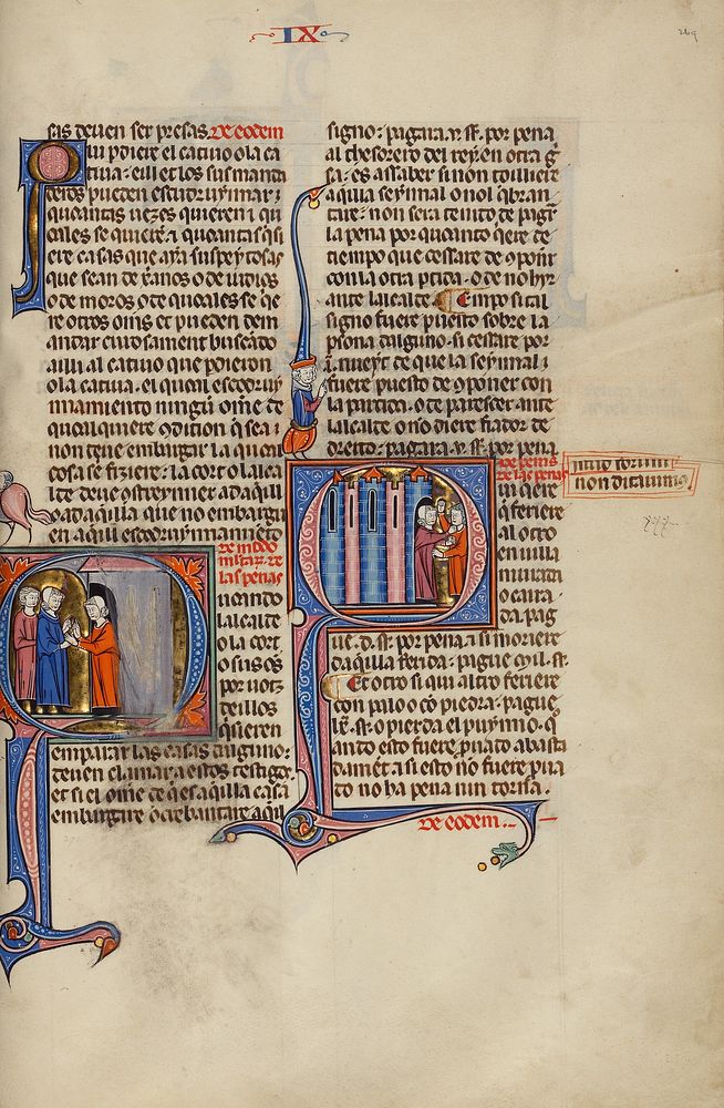 Initial Q: A Man Greeting Two Men from his Doorway; Initial Q: Two Men Fighting in Front of a House by Michael Lupi de Çandiu