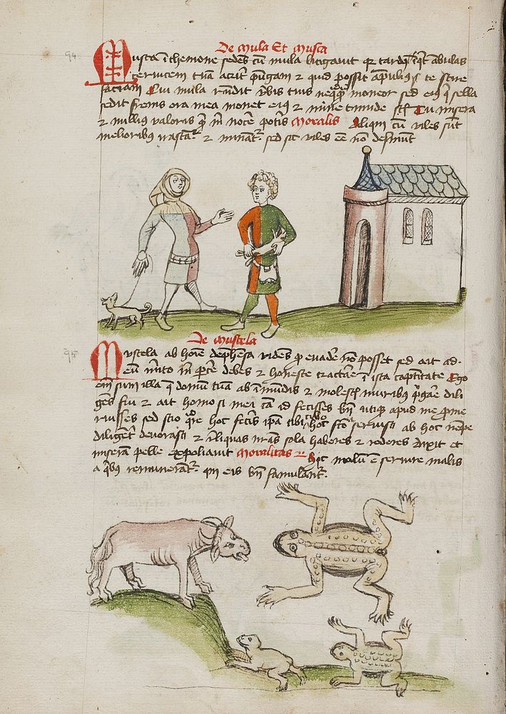 A Man with a Weasel on a Leash; An Ox, Frogs, and Toads