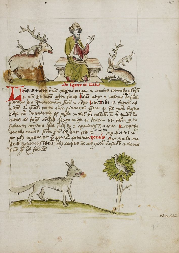 Jupiter as a Elderly Bearded Man Enthroned between a Stag and a Hare; A Wolf under a Tree