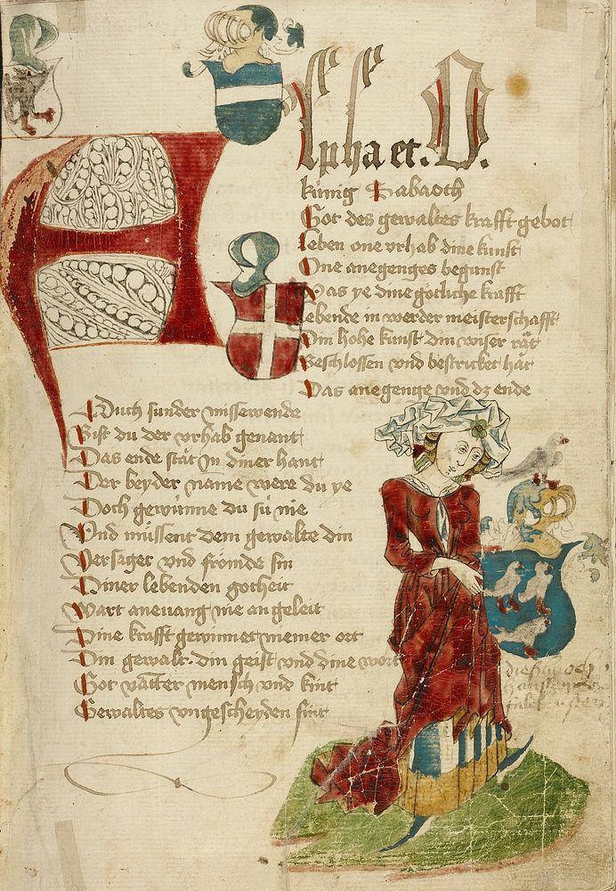 A Modishly Clothed Woman with the Falkenstein Coat of Arms by Hans Schilling and Diebold Lauber