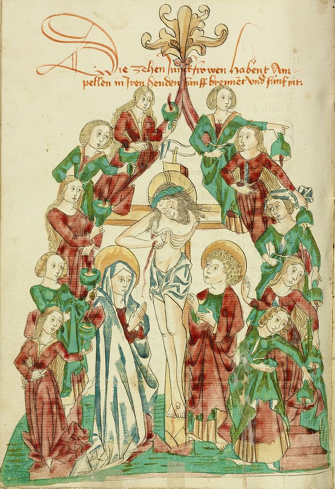 The Crucifixion with the Seven Wise and Seven Foolish Virgins by Hans Schilling and Diebold Lauber