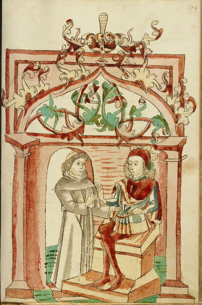 Josaphat Enthroned Speaking to Barlaam Dressed as a Monk by Hans Schilling and Diebold Lauber