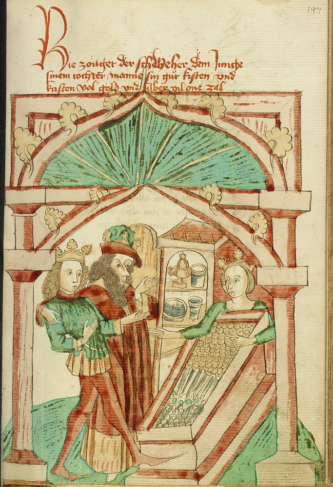The King Showing his Son-in-Law a Chest of Silver and Gold by Hans Schilling and Diebold Lauber