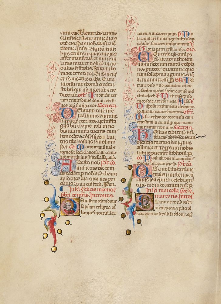 Initial O: Saint Felix; Initial S: Saint Marcellus by Master of the Brussels Initials