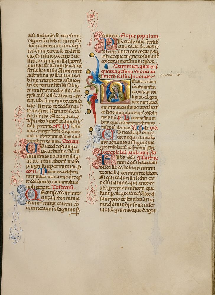 Initial L: The Virgin in Prayer by Master of the Brussels Initials