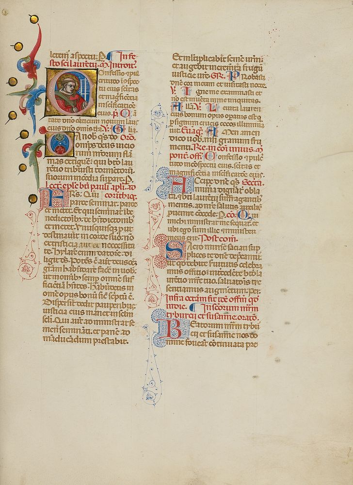 Initial C: Saint Lawrence by Master of the Brussels Initials