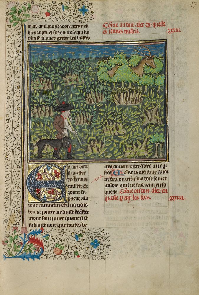 A Hunter and a Dog Tracking in a Copse