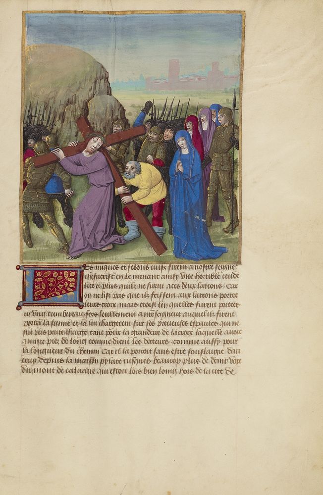 Simon the Cyrene Assisting Christ on the Way to Calvery by Master of Guillaume Lambert