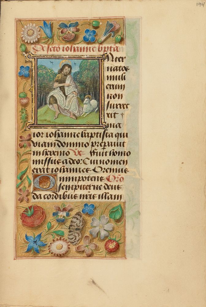 Initial I: Saint John the Baptist in the Wilderness by Master of the Dresden Prayer Book