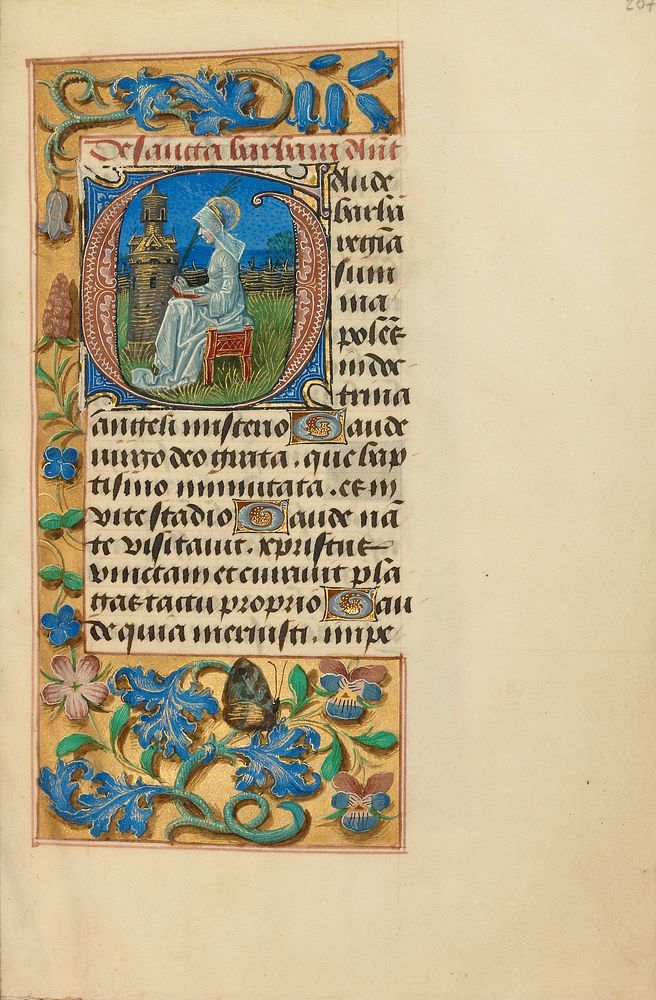 Initial G: Saint Barbara by Master of the Dresden Prayer Book