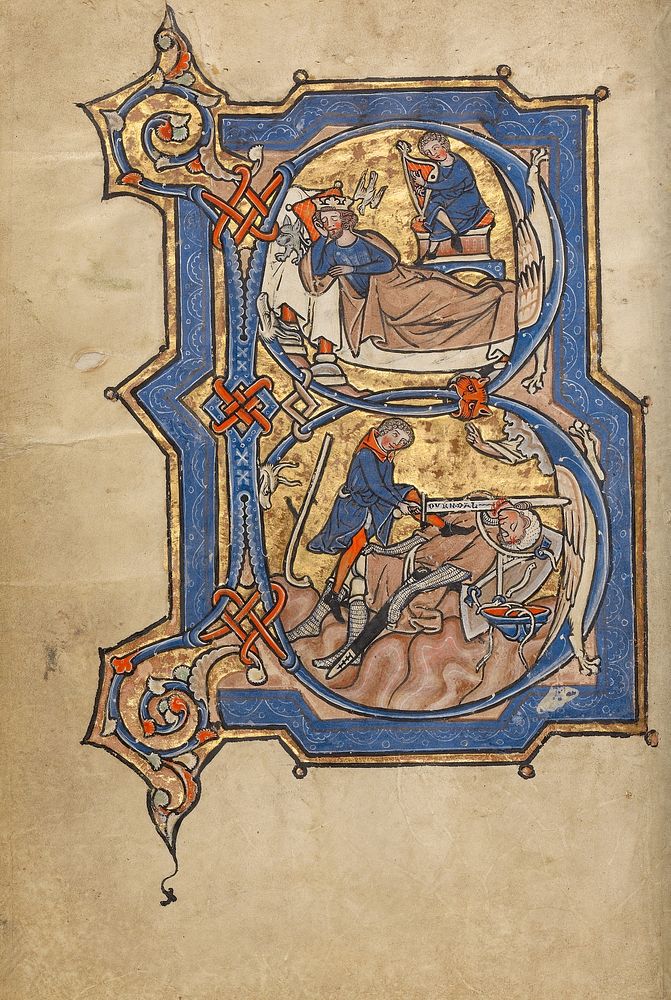 Initial B: David Playing the Harp for Saul and David and Goliath