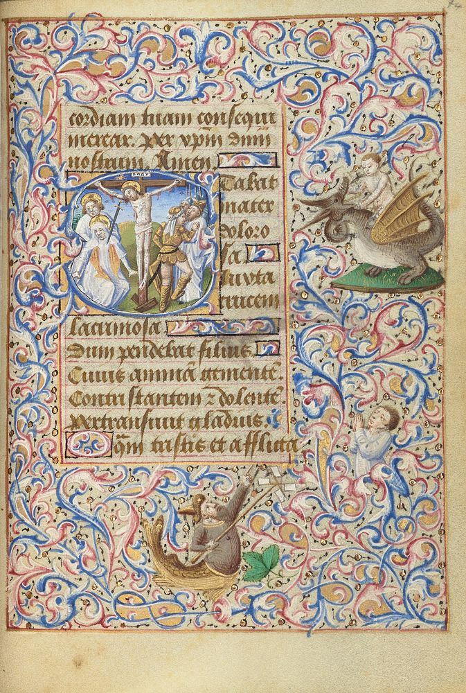 Initial S: The Crucifixion with the Virgin's Heart Pierced by a Sword by Master of Jean Rolin II Hand B