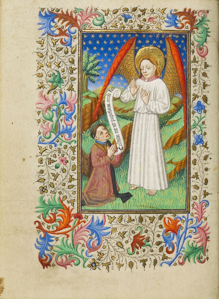 A Patron and His Guardian Angel by Master of Sir John Fastolf