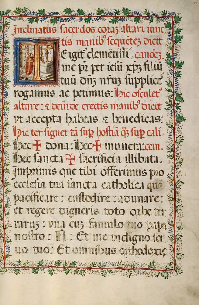 Initial T: A Priest Celebrating Mass by Fra Vincentius a Fundis