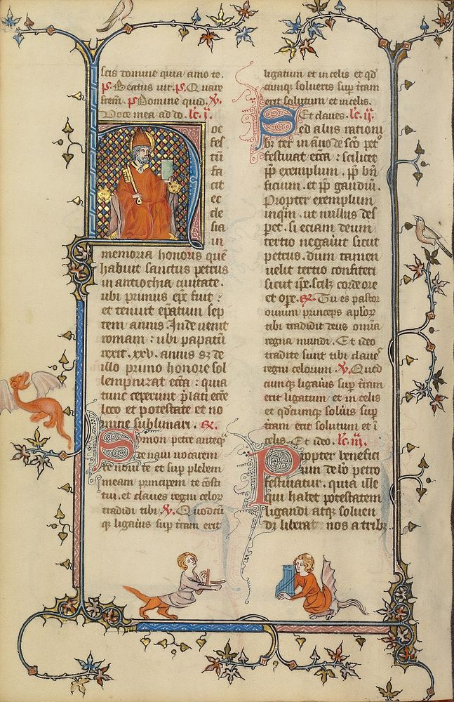 Initial H: Saint Peter Enthroned with a Key and a Book