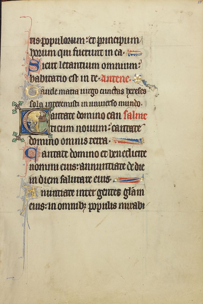 Initial C: A Monk, possibly Franciscan, Preaching from a Pulpit