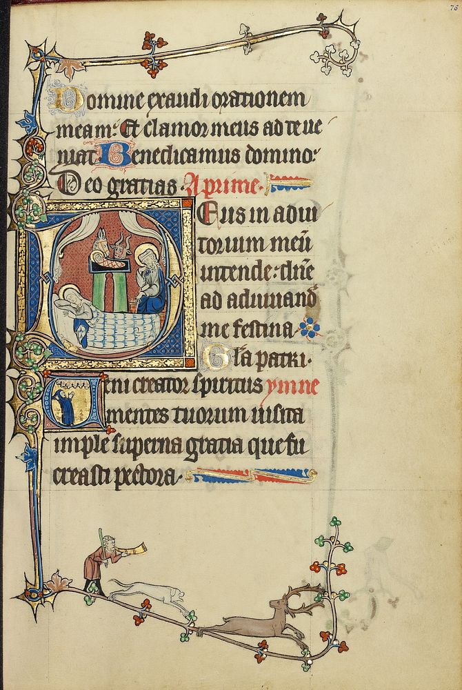 Initial D: The Nativity; Initial V: A Monk in Prayer