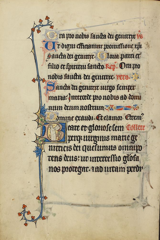 Initial B: A Deacon Carrying a Book