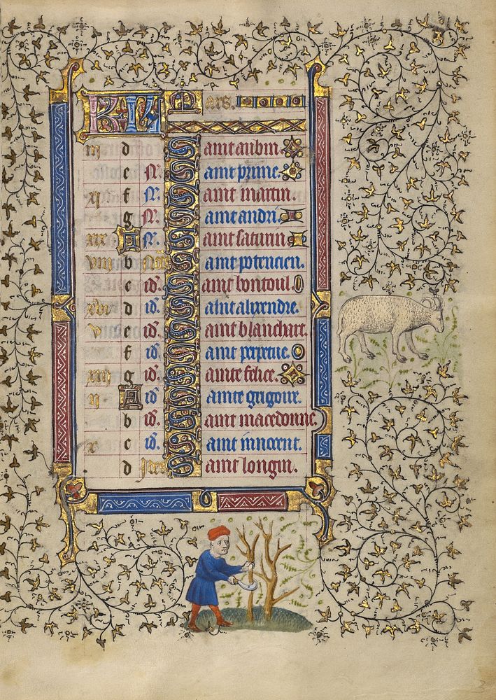Calendar Page for March; Pruning Trees; Aries by Egerton Master