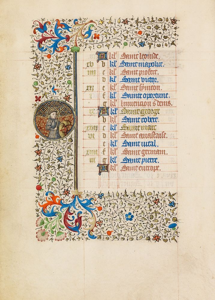 April Calendar Page; Saint George by Bedford Master