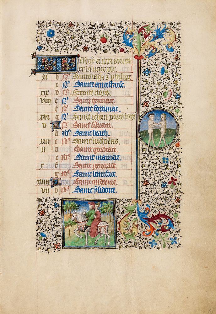May Calendar Page; Courtly Love; Gemini by Bedford Master
