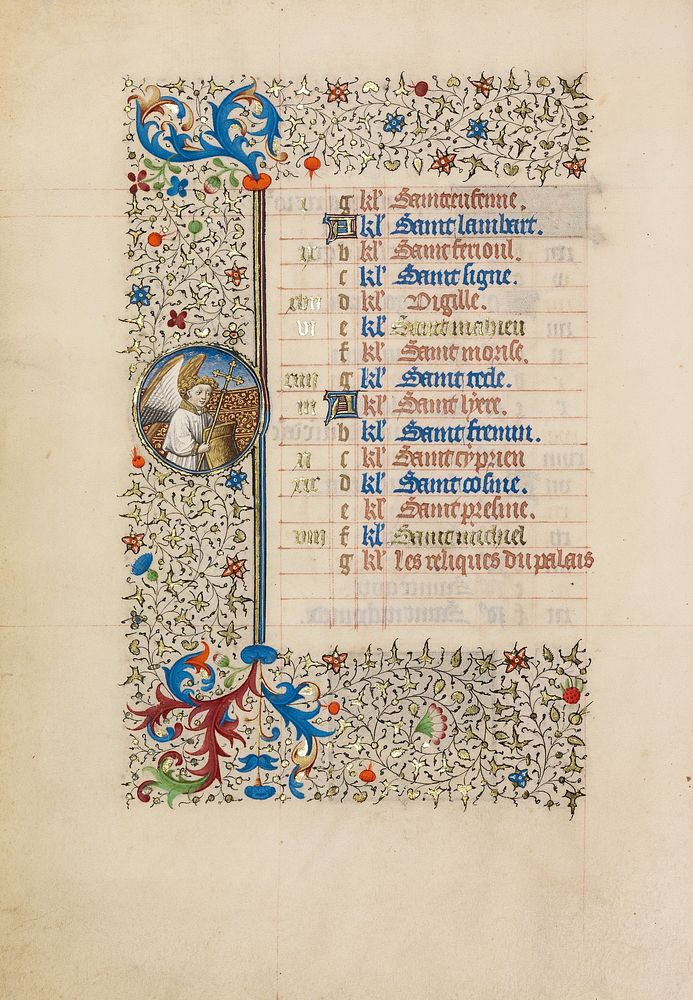 September Calendar Page; Saint Michael by Bedford Master