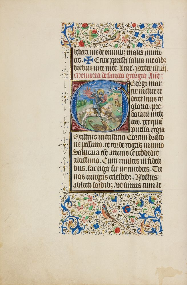 Initial G: Saint George and the Dragon by Master of the Llangattock Hours