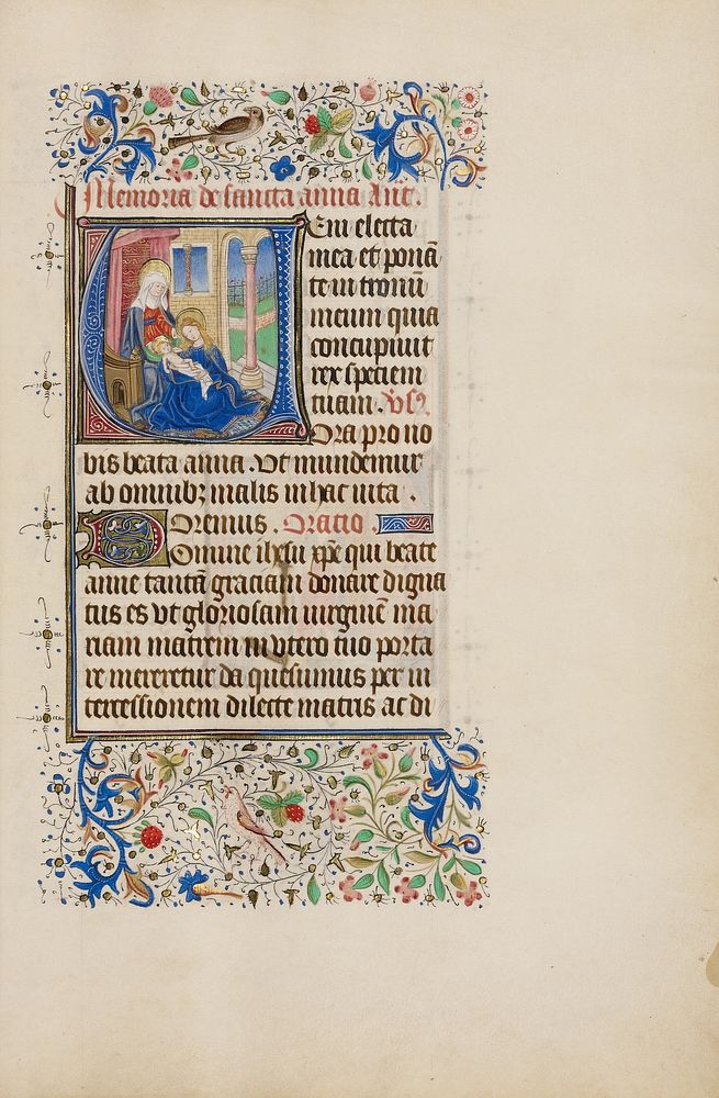 Initial V: The Virgin and Child with Saint Anne by Master of the Llangattock Hours