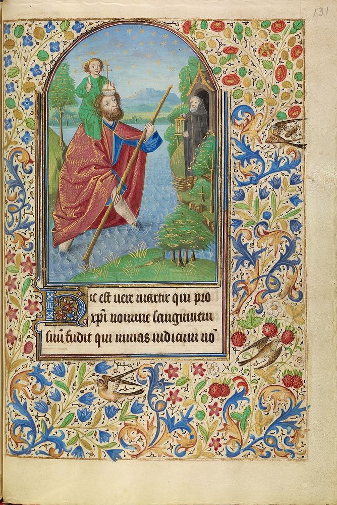 Saint Christopher Carrying the Christ Child by Master of Jacques of Luxembourg
