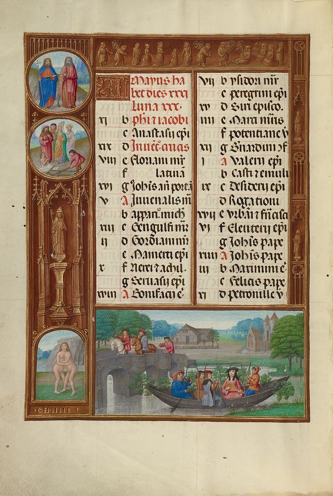 May Calendar Page; Music Making; Gemini by Master of James IV of Scotland