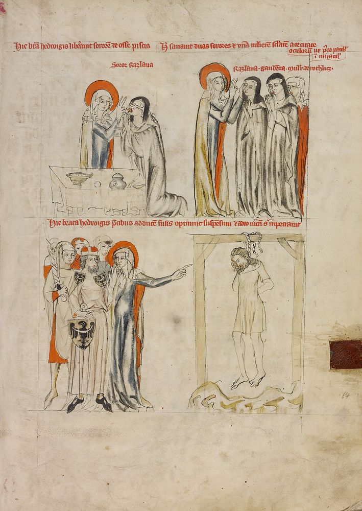 Saint Hedwig Saving a Choking Nun and Curing a Woman and Nuns of Blindness; Saint Hedwig Asking for the Life of a Man…