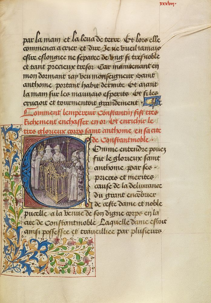 Initial C: The Emperor of Constantinople Enshrining the Body of Saint Anthony by Master of the Brussels Romuléon
