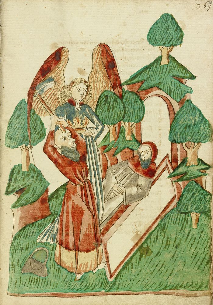 Josaphat buries Barlaam, while an Angel Holds his Crown by Hans Schilling and Diebold Lauber