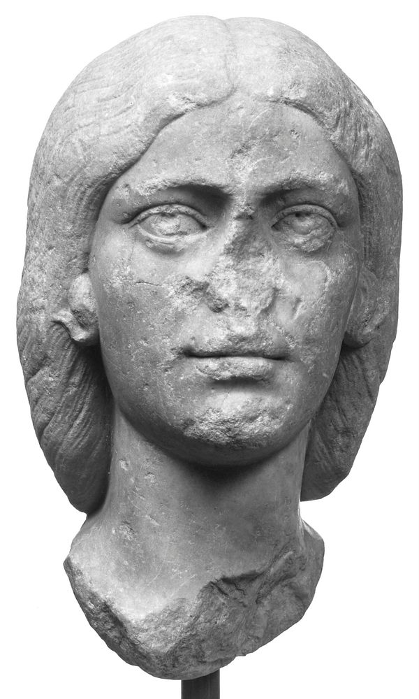 Portrait Head of a Girl worked for insertion in a Statue
