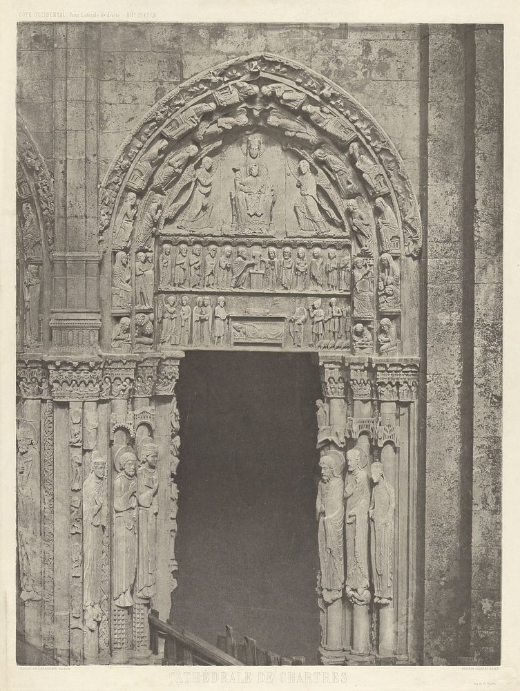 Chartres Cathedral, Royal Portal (The Incarnation Portal), South Lateral Doorway by Charles Nègre