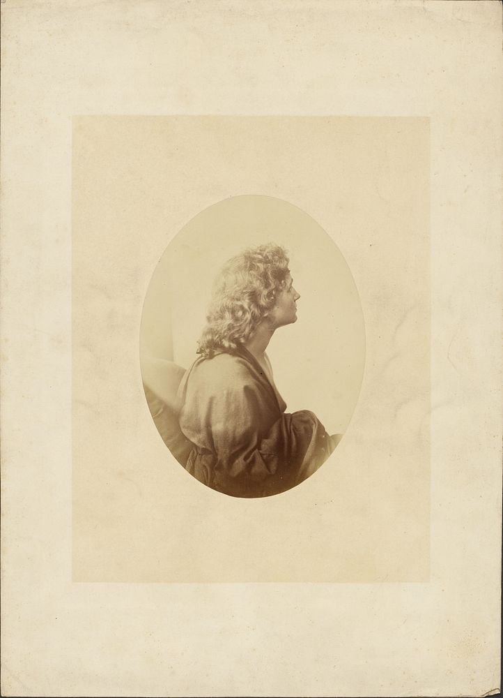 Portrait of a Seated Woman with Curly Hair in Profile by Oscar Gustave Rejlander