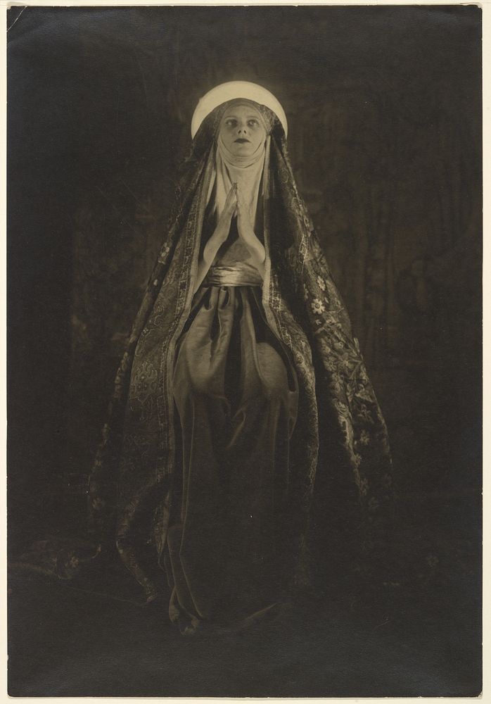 Portrait of a Woman Wearing a Long, Veiled Hat by Francis Bruguière