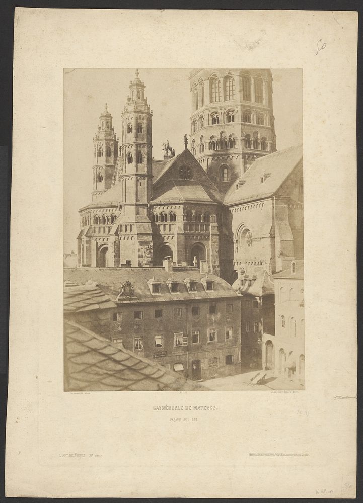 Cathédral de Mayance. Façade Sud-est. by Charles Marville and Louis Désiré Blanquart Evrard