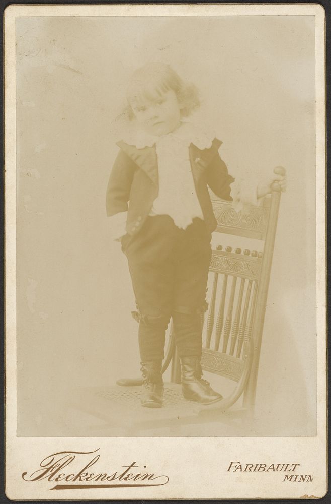 Portrait of Child Standing on Chair by Louis Fleckenstein