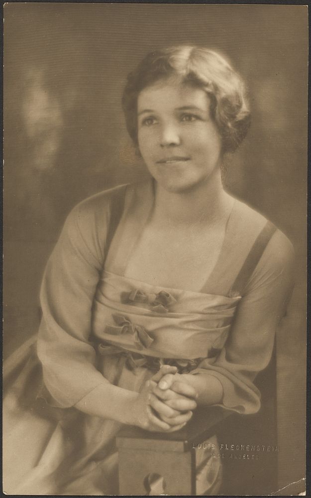 Portrait of a Woman with Ribbon Bows on Dress by Louis Fleckenstein