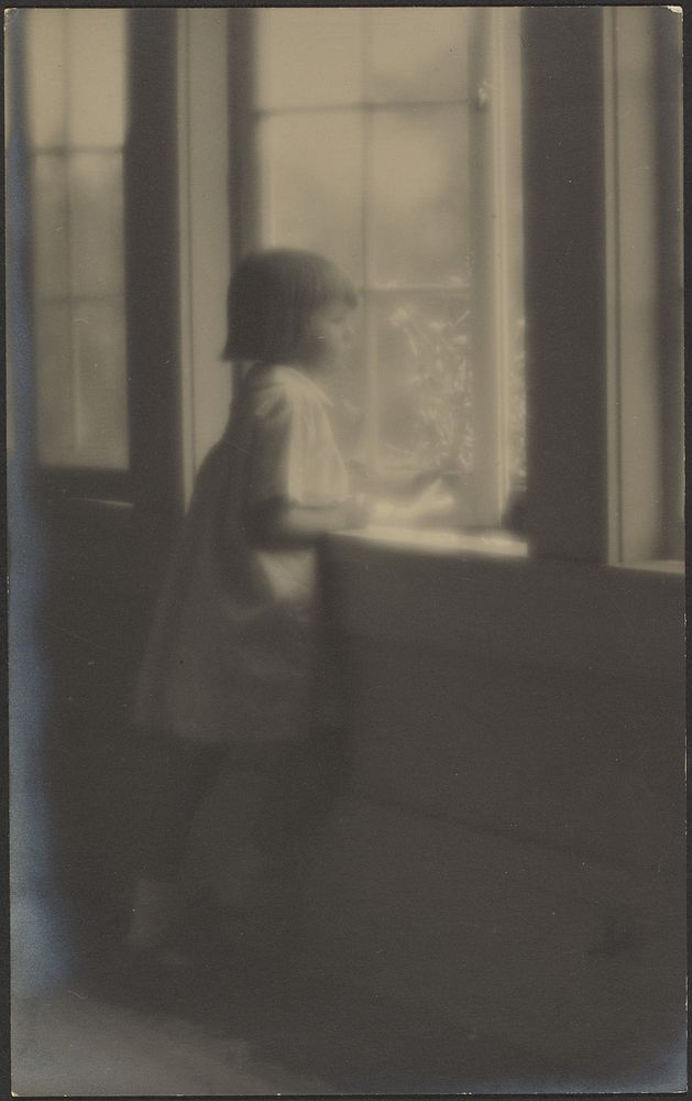 Little Girl Looking Out Window by Louis Fleckenstein