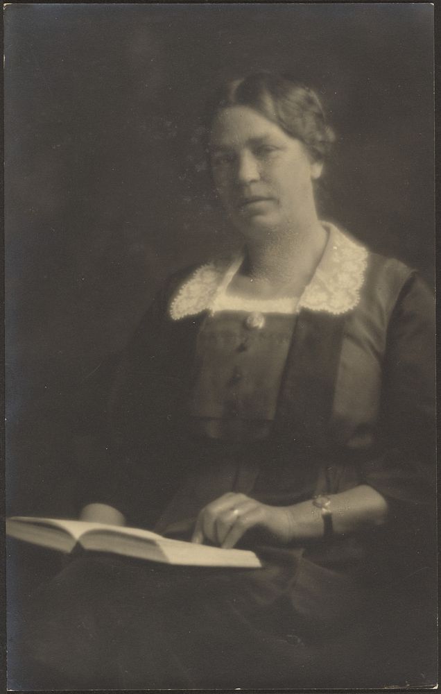 Portrait of a Woman with Open Book by Louis Fleckenstein