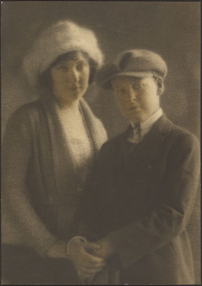 Portrait of Woman and Boy Holding Hands by Louis Fleckenstein